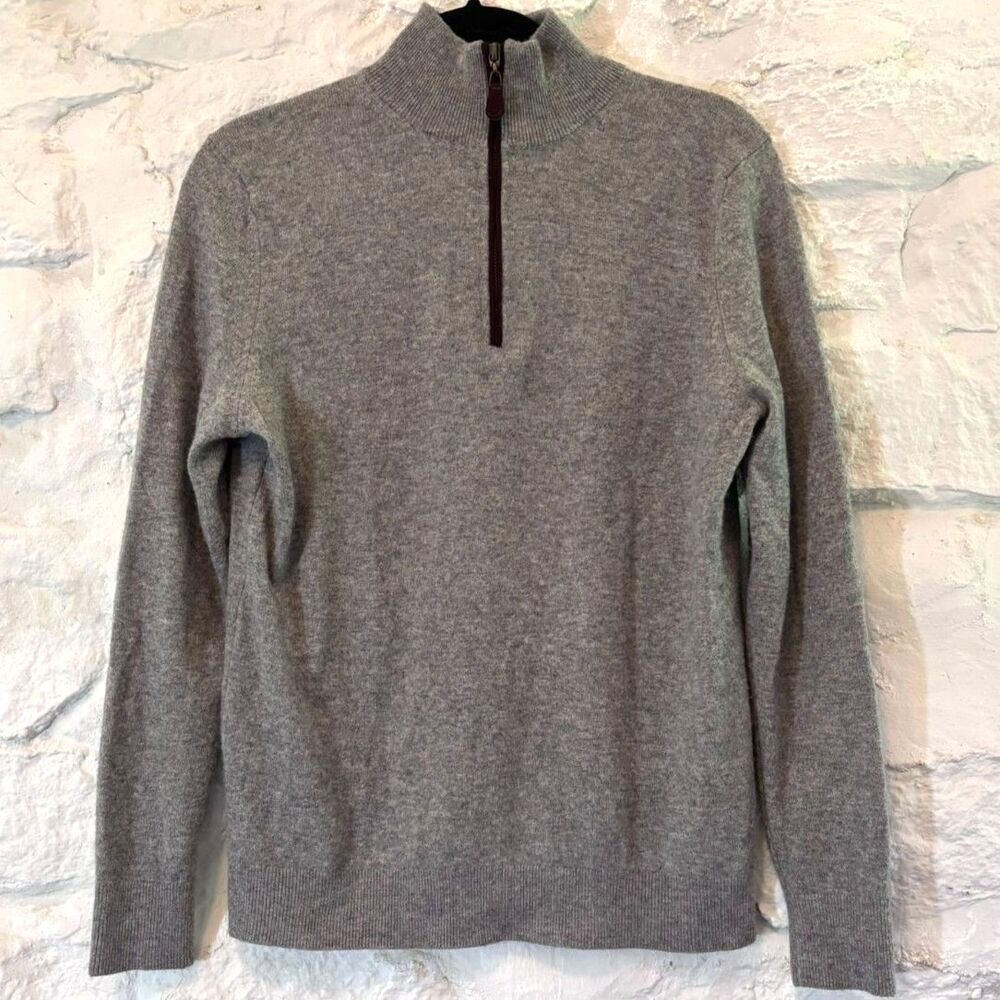 Magaschoni Man 100% Cashmere Gray Quarter Zip Sweater Men’s Small